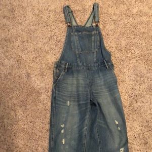 Abercrombie distressed overalls. Women's size L.